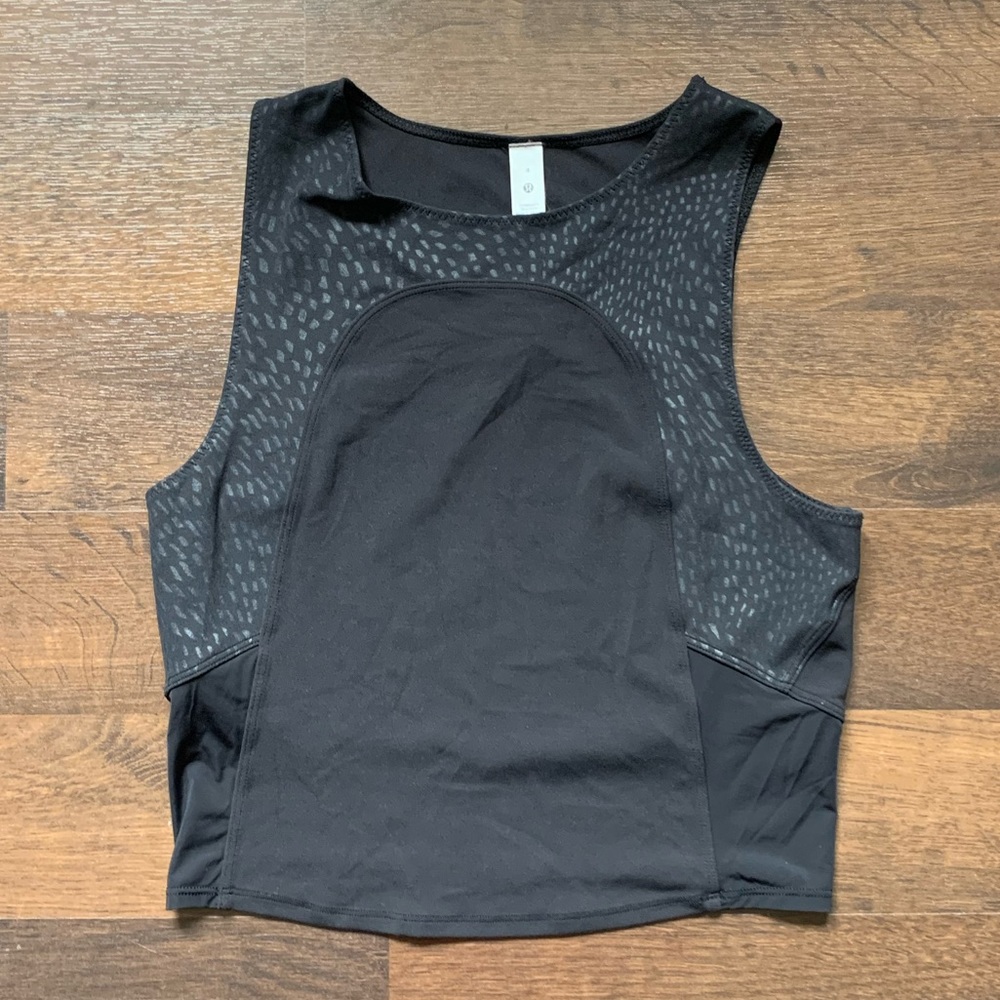 Lululemon Nulu and Mesh Yoga Top Jewel Emboss Black - Picture 3 of 6